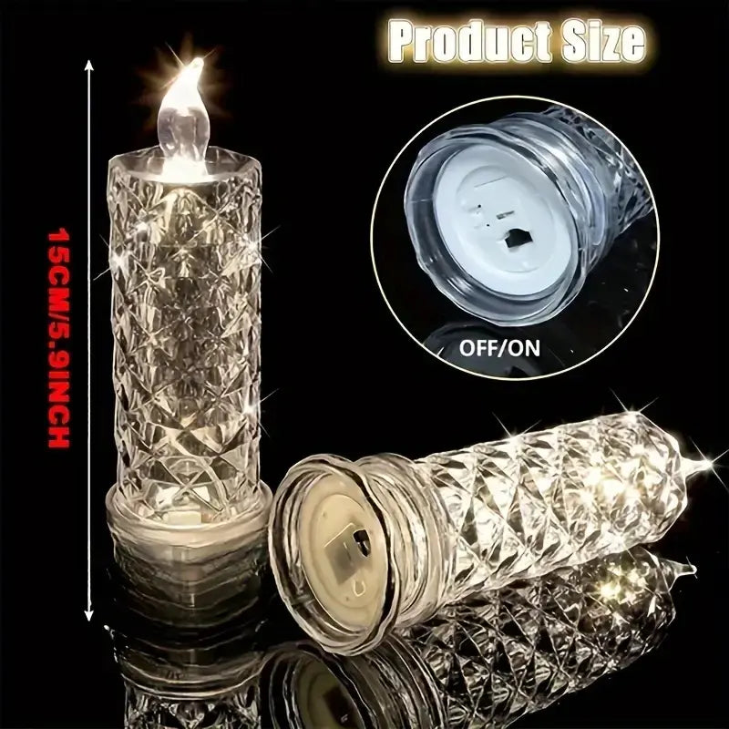 AQA Crystal LED Candle Set – Warm Flickering Glow for Date Nights, Parties & Home Decor